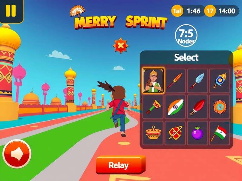 Merry Sprint power-ups and boosters display showing Indian-themed items